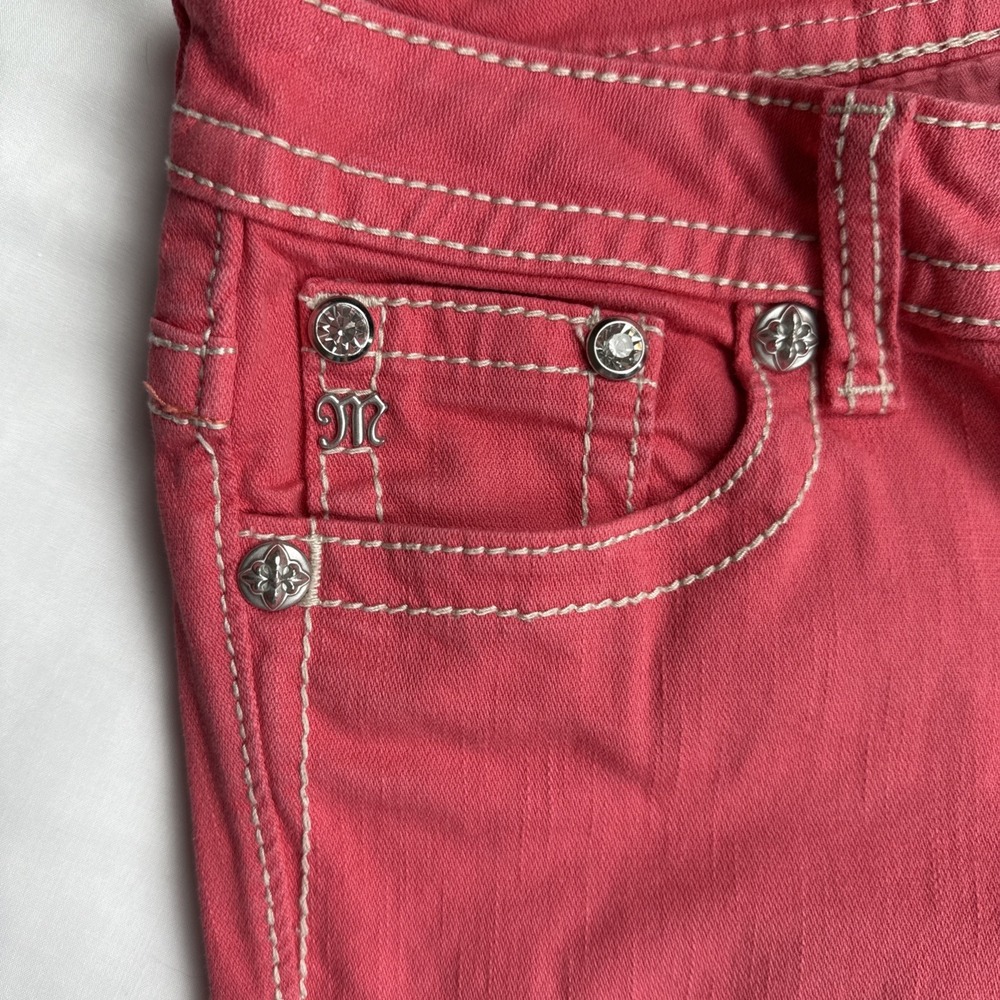 Miss Me Jeans Copped Womens Size 27 Color Melon JE5794C2  Flap Pockets Luxery - Picture 3 of 13